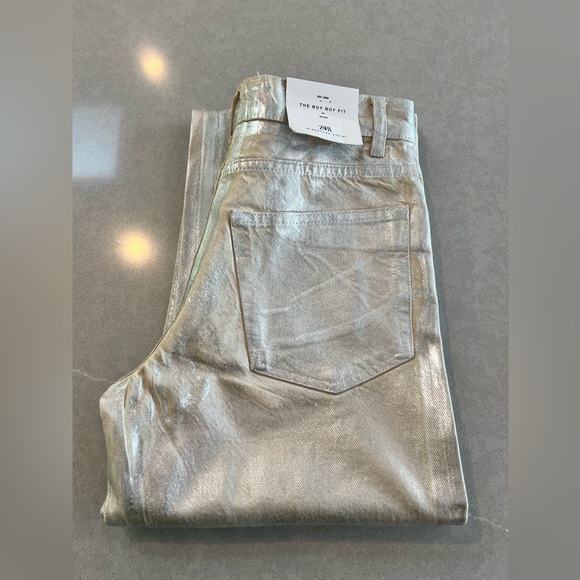 Zara silver metallic jeans size 36 (4) - Picture 11 of 12